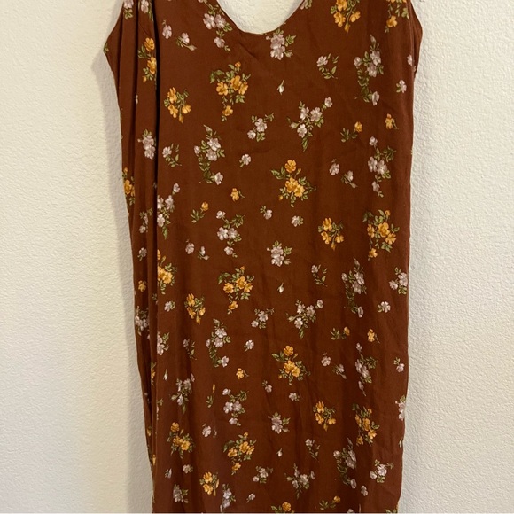 REFORMATION Ventura Floral Print Crepe Slip Mini Dress Brown - Picture 6 of 8